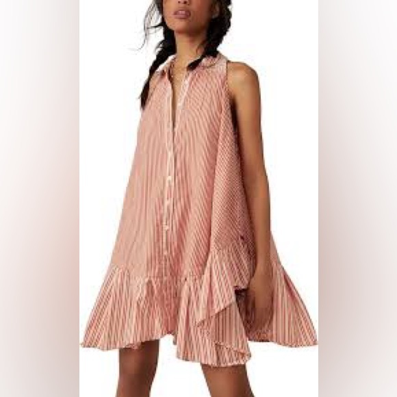 Free People Be Real Mini Dress in Rust Combo Size Small - Picture 2 of 7